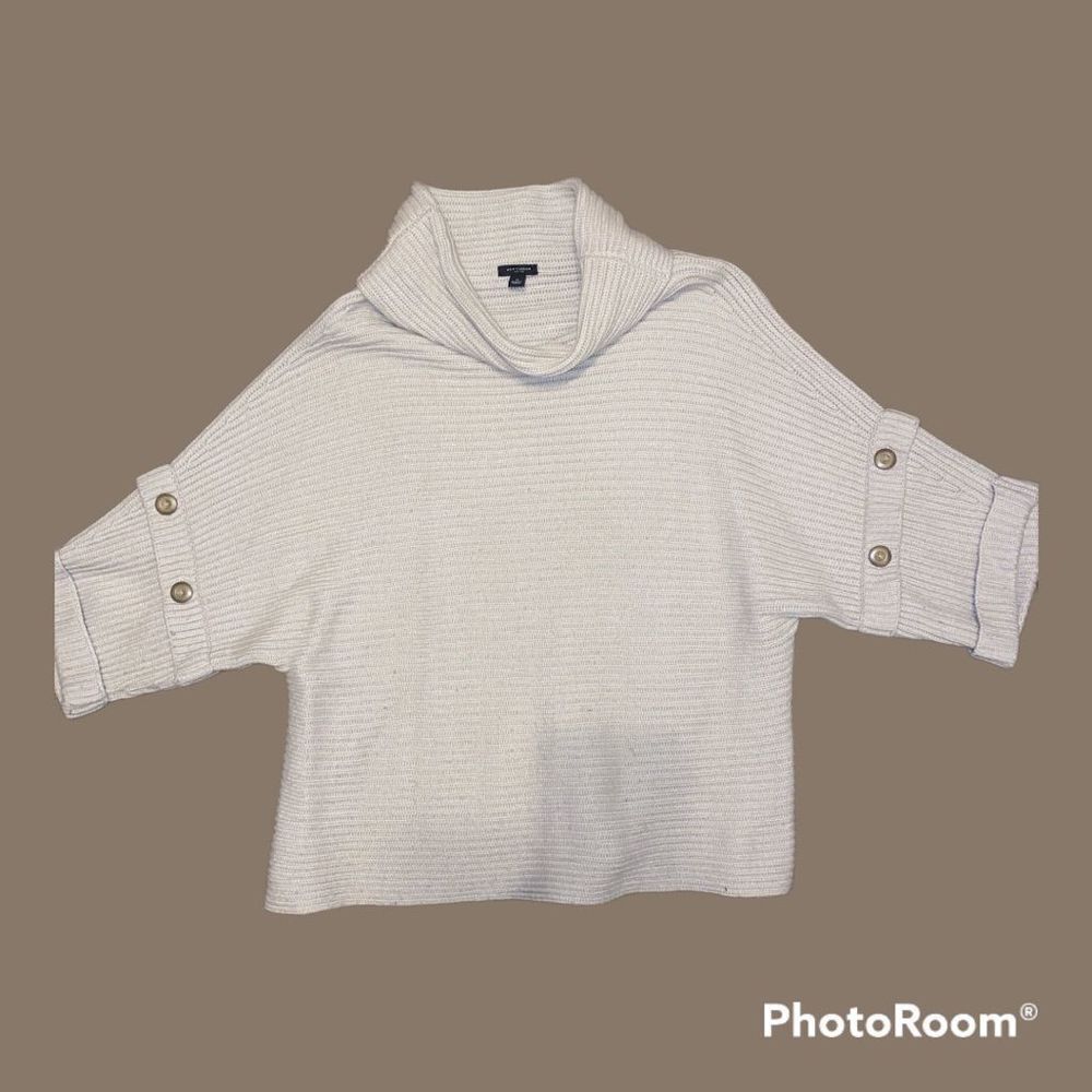 ANN TAYLOR Beautiful Button Sleeve Detail Cowl/Turtleneck Sweater